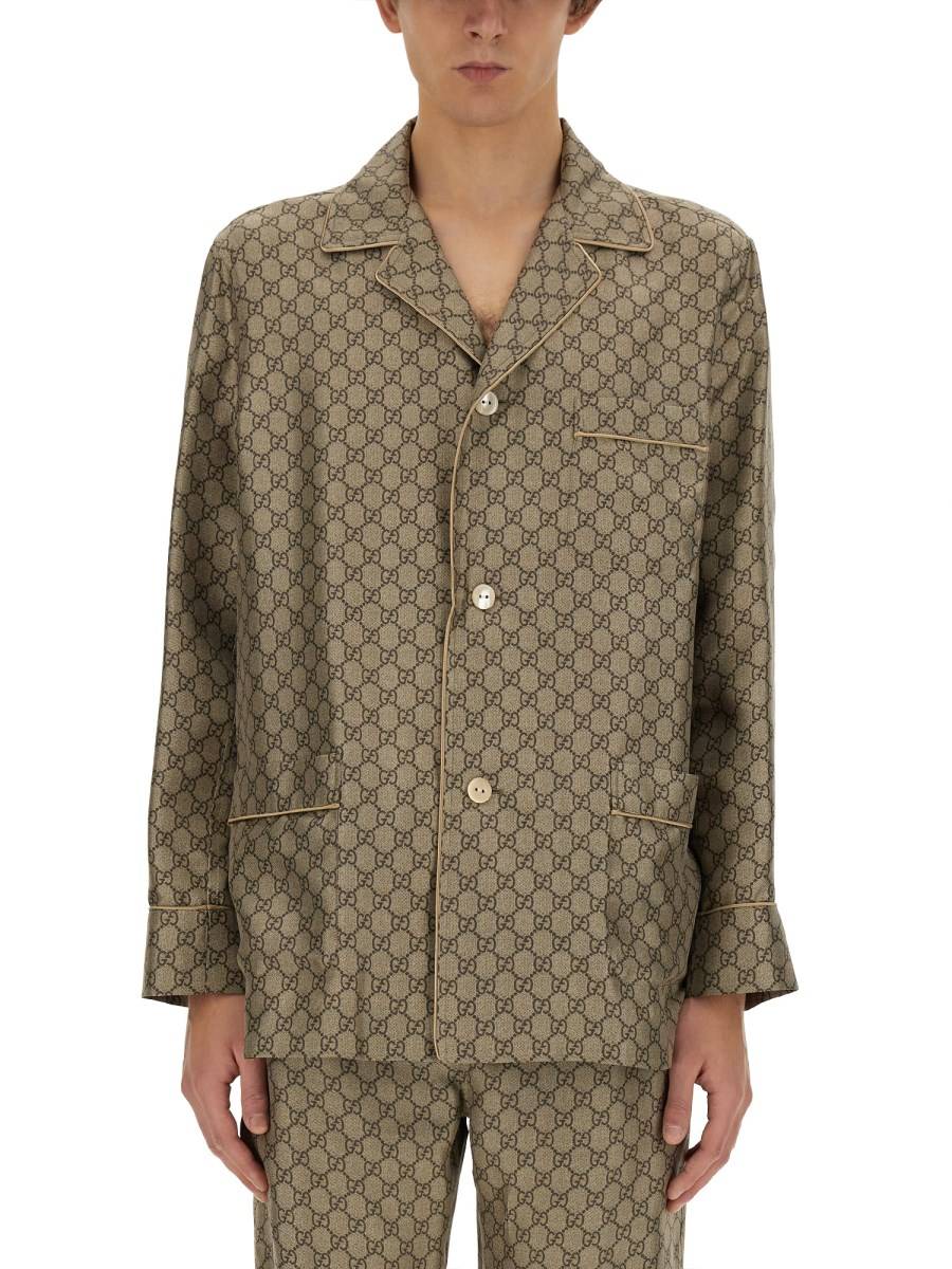 GUCCI GIACCA IN SETA CON STAMPA GG SUPREME