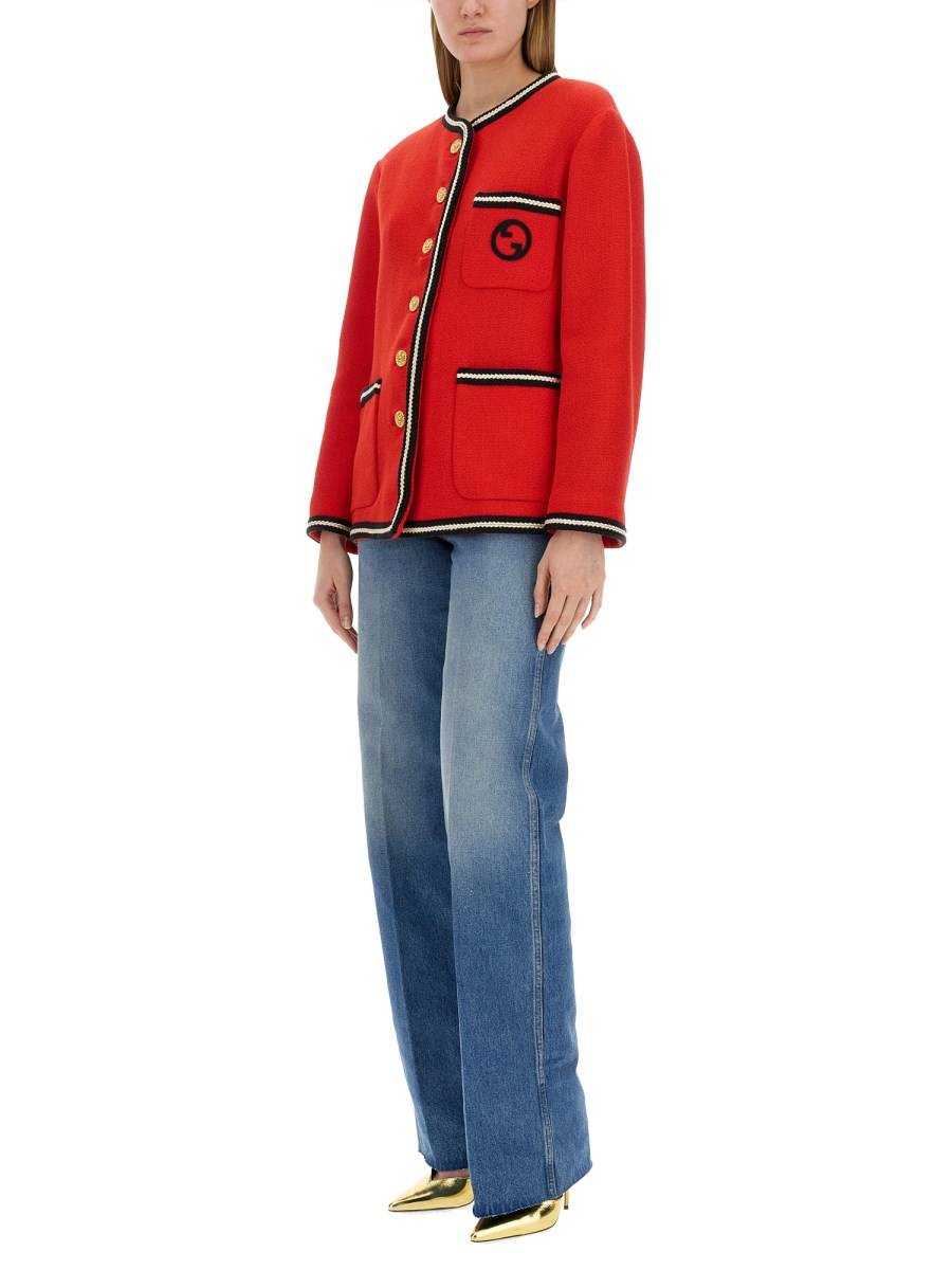 GUCCI GIACCA IN TWEED CON INCROCIO GG TONDO