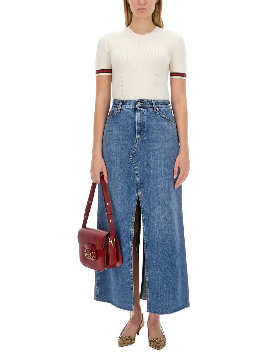 GUCCI MAGLIA IN LANA EXTRAFINE CON DETTAGLIO WEB