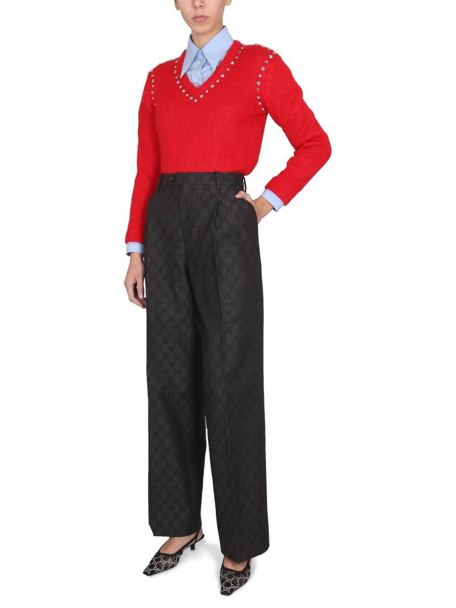 GUCCI MAGLIONE IN MOHAIR CON BORCHIE