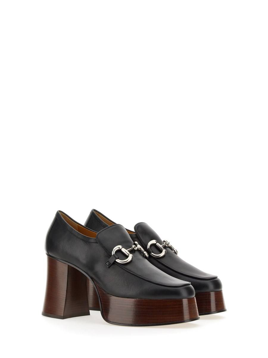 GUCCI MOCASSINO IN PELLE CON PLATEAU E MORSETTO