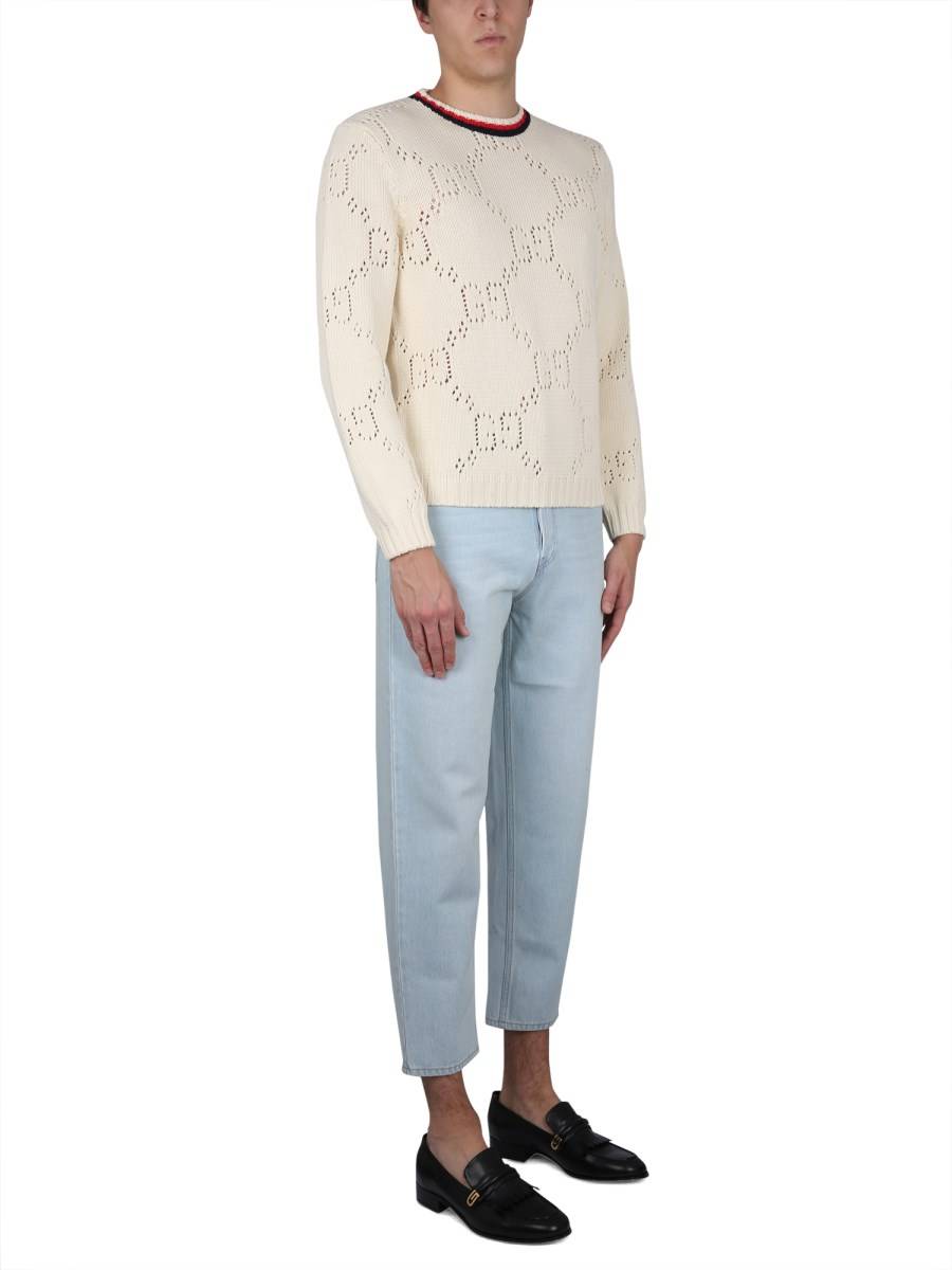 GUCCI PANTALONE ATTILLATO IN DENIM DI COTONE