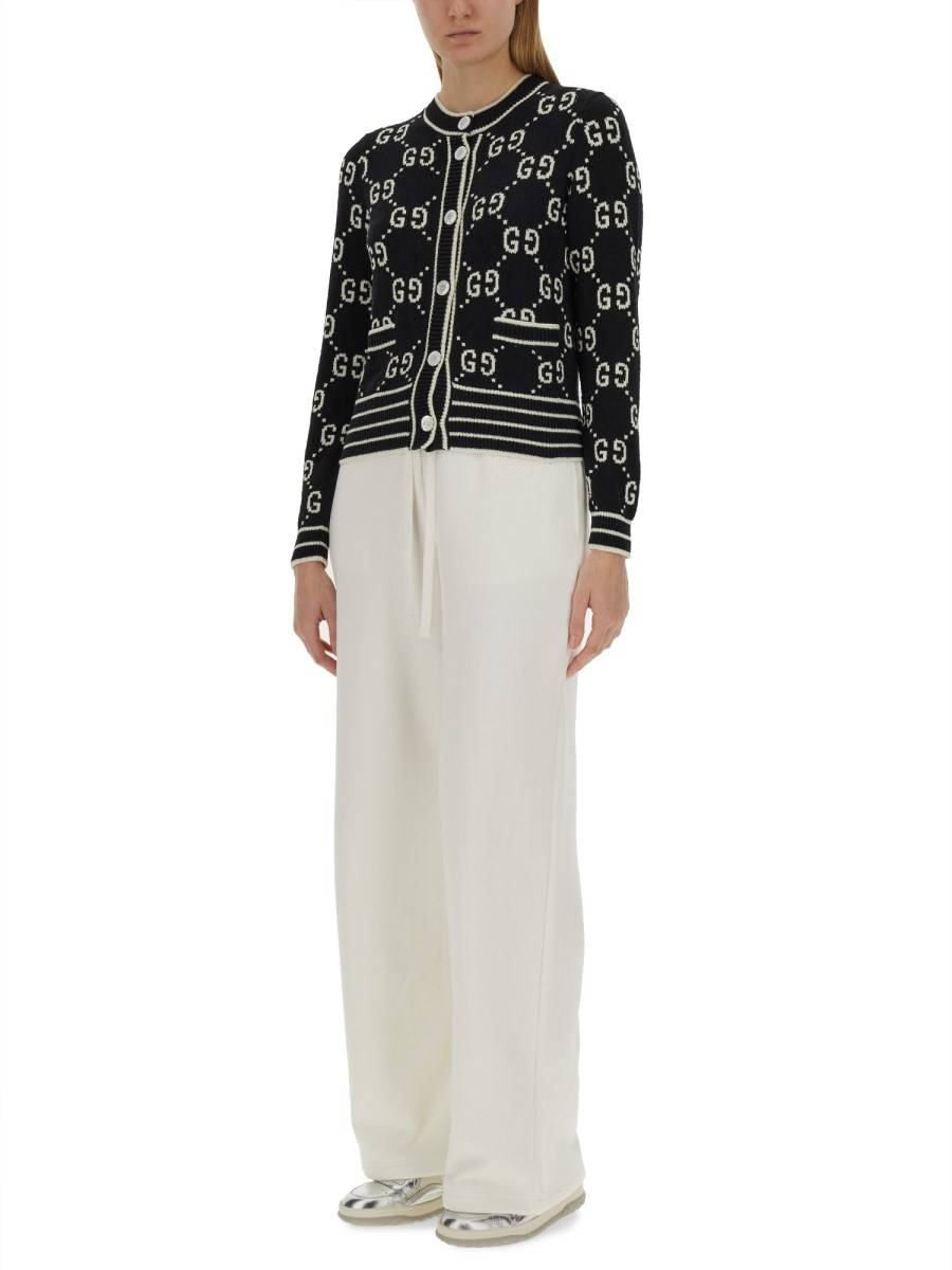 GUCCI PANTALONE IN JERSEY DI COTONE CON RICAMO