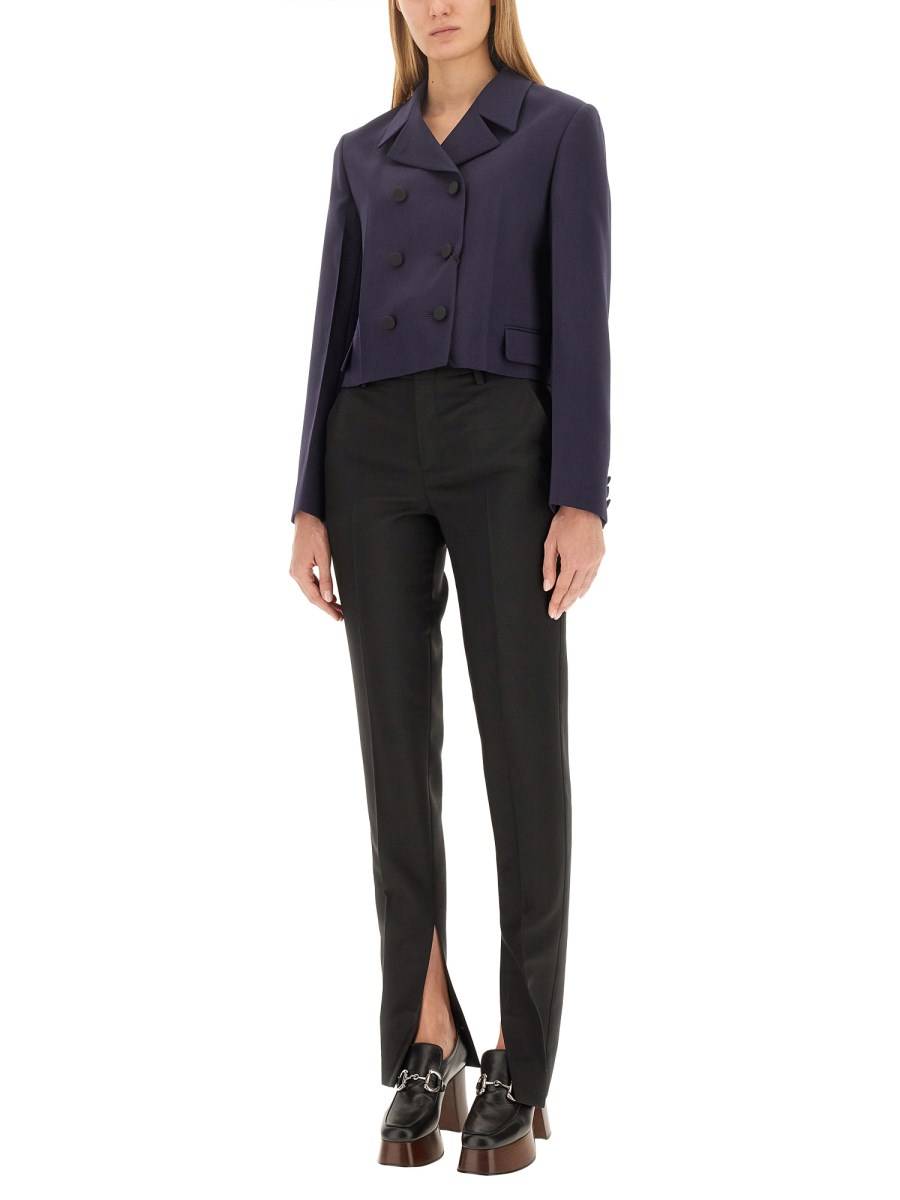GUCCI PANTALONE IN LANA MOHAIR CON MORSETTO