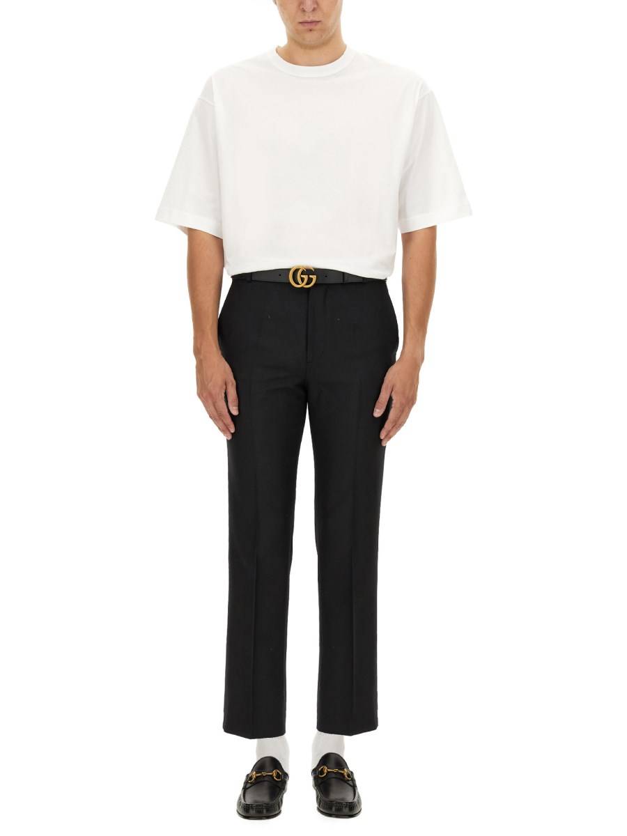 GUCCI PANTALONE IN TWILL MISTO LANA