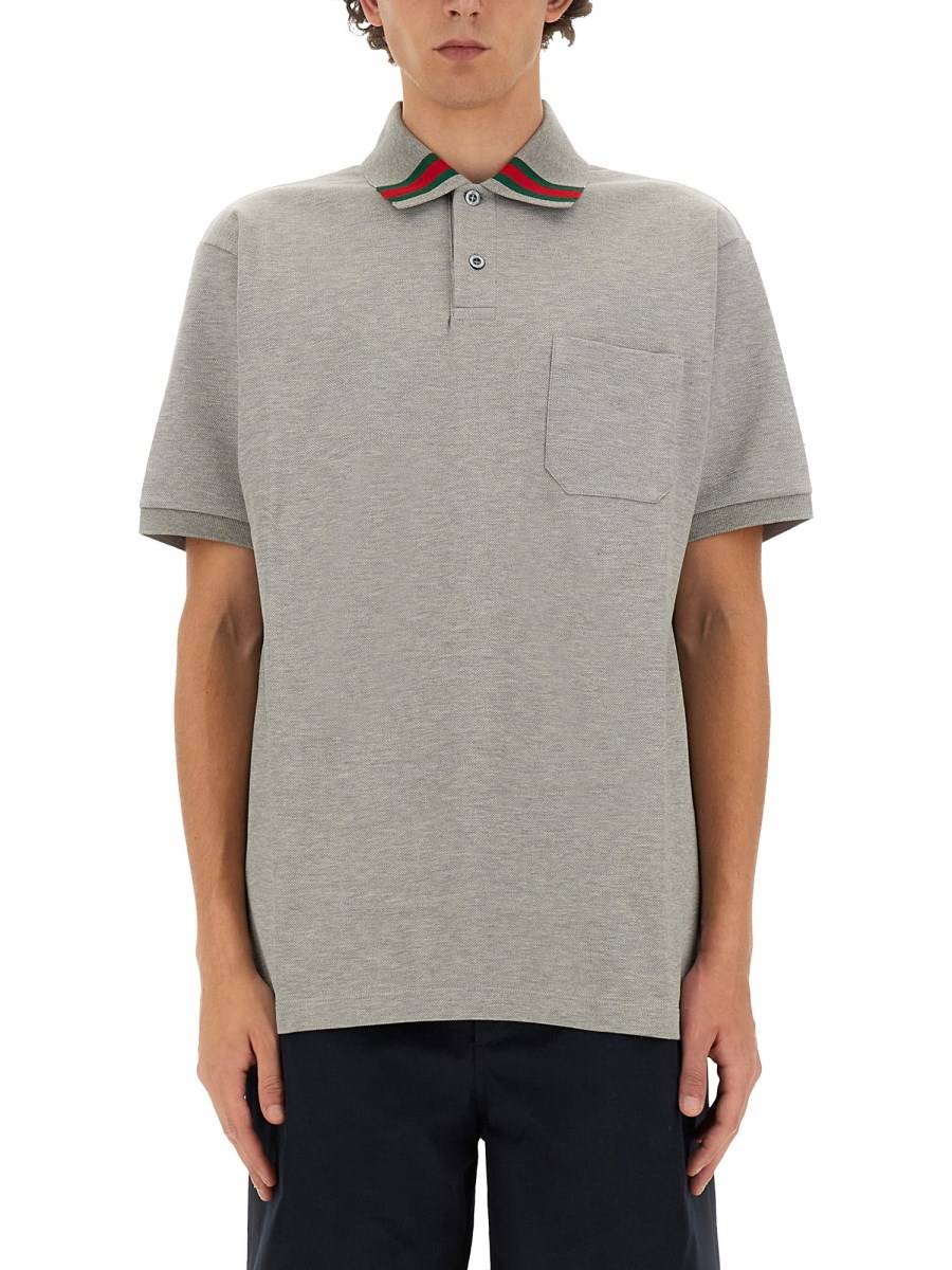 GUCCI POLO IN COTONE CON DETTAGLIO WEB