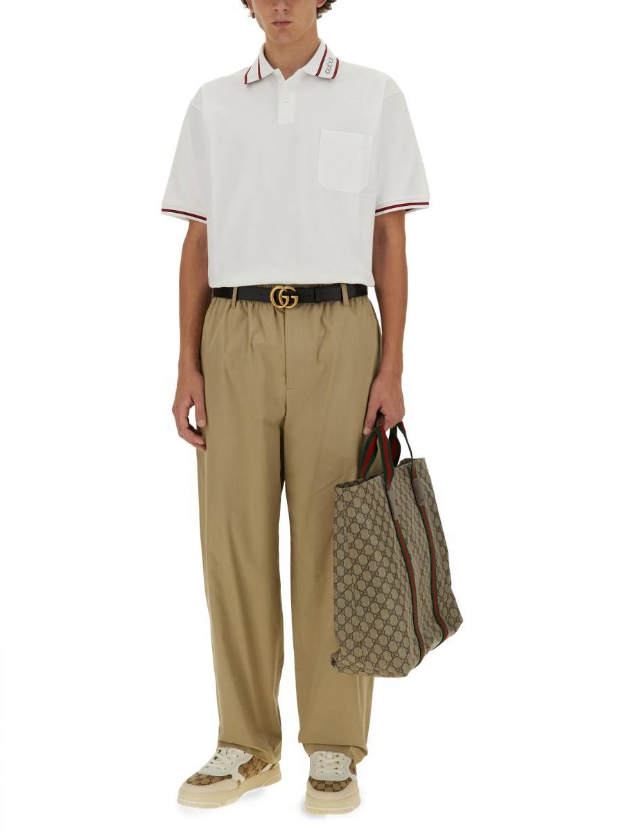 GUCCI POLO IN PIQUÉ DI COTONE CON FINITURE WEB