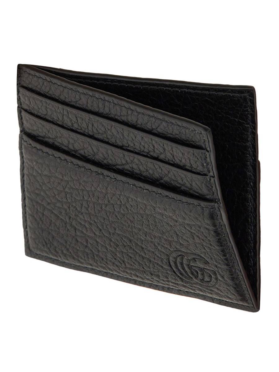 GUCCI PORTA CARTE IN PELLE MARTELLATA CON LOGO
