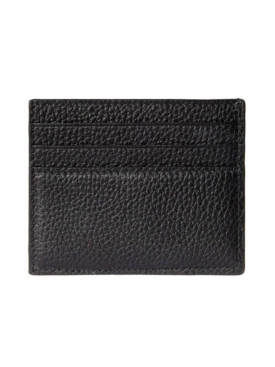 GUCCI PORTA CARTE IN PELLE MARTELLATA CON LOGO