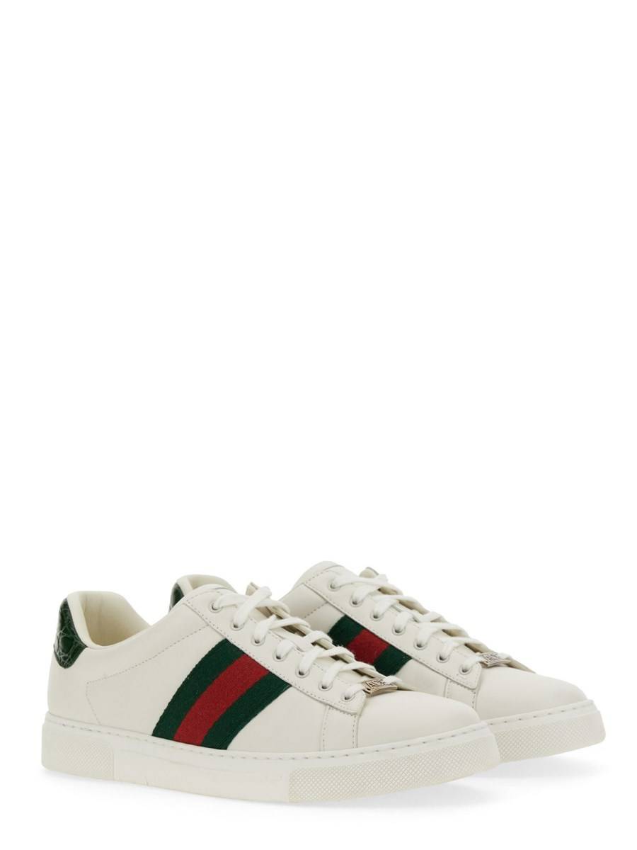 GUCCI SNEAKER "ACE" IN PELLE CON DETTAGLIO WEB