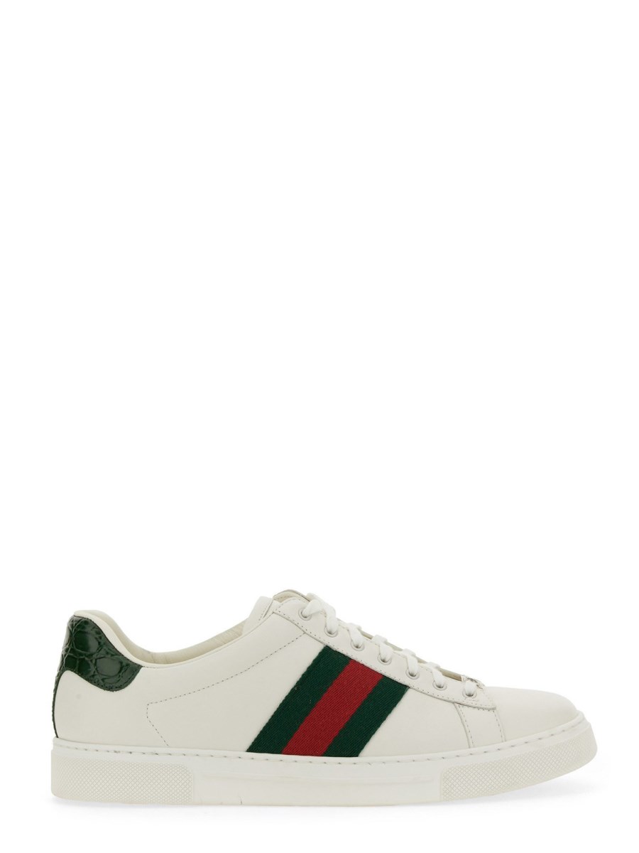 GUCCI SNEAKER "ACE" IN PELLE CON DETTAGLIO WEB