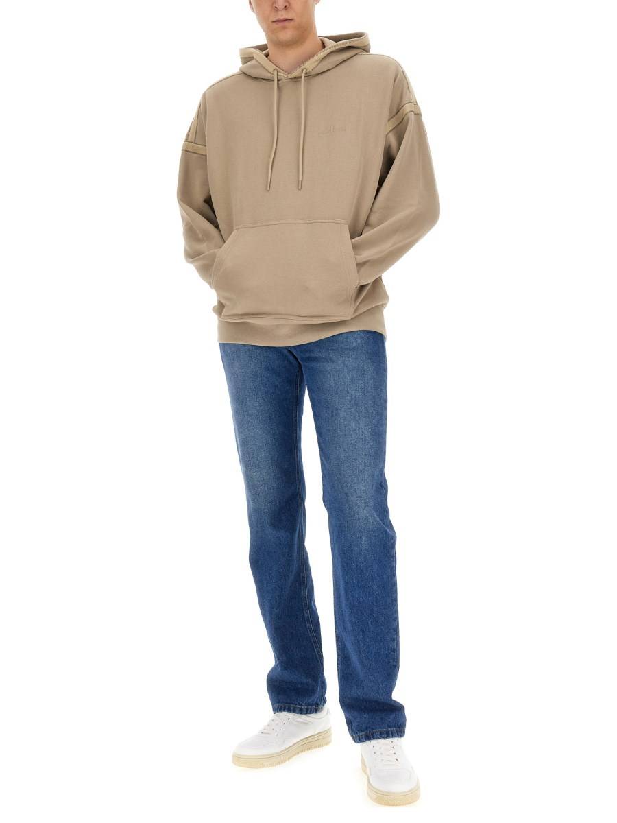HELMUT LANG FELPA RICAMO LOGO IN COTONE
