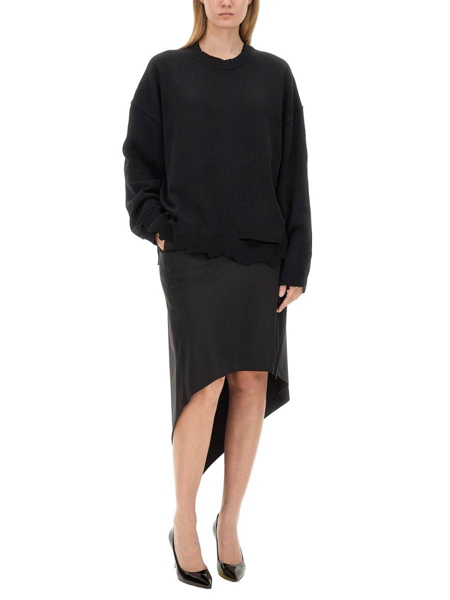 HELMUT LANG MAGLIONE DISTRESSED IN COTONE