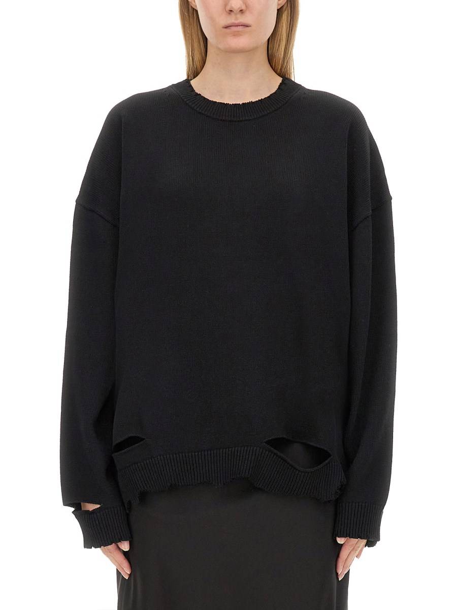 HELMUT LANG MAGLIONE DISTRESSED IN COTONE