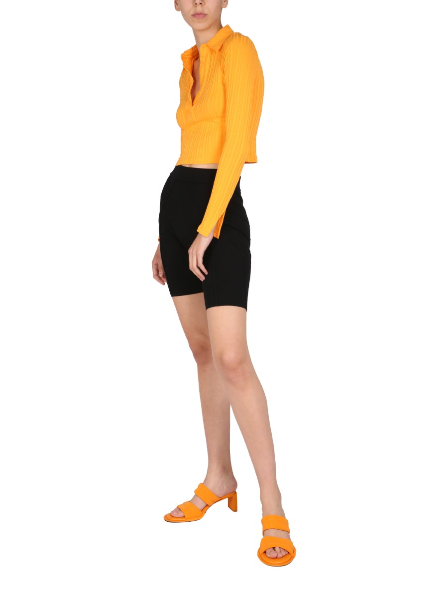 HELMUT LANG POLO CROPPED IN MAGLIA A COSTE