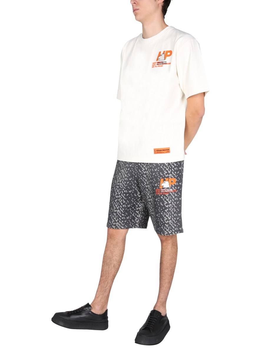HERON PRESTON BERMUDA IN COTONE CON LOGO GOMMATO