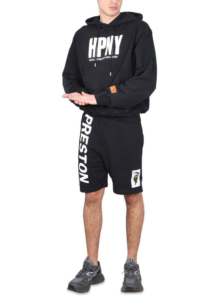 HERON PRESTON FELPA IN COTONE CON STAMPA LOGO