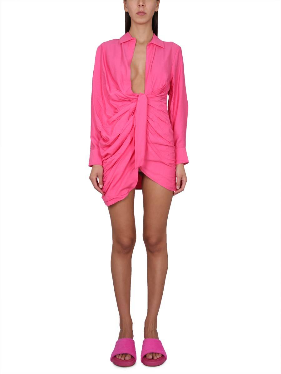 JACQUEMUS ABITO BAHIA IN COTONE CON DRAPPEGGIO