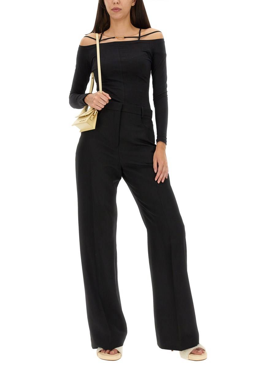 JACQUEMUS PANTALONE SAUGE IN TELA DI LINO