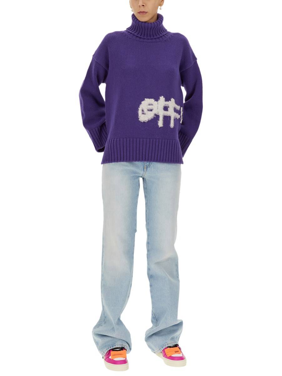 OFF-WHITE JEANS BEACH BABY BAGGY IN DENIM DI COTONE