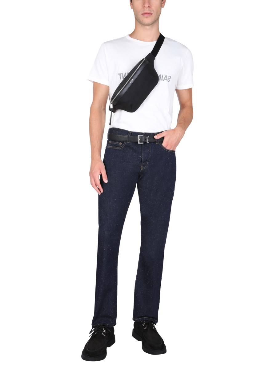 SAINT LAURENT JEANS "ETIENNE" IN DENIM DI COTONE CON TRATTAMENTO STONEWASH