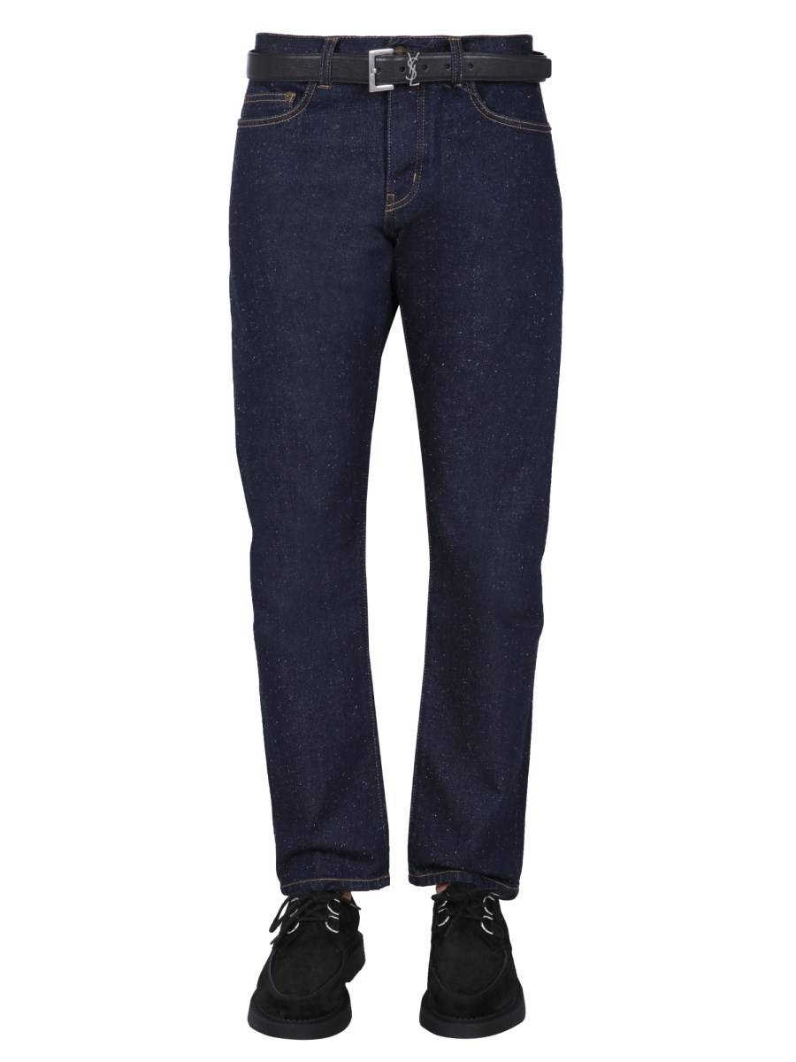 SAINT LAURENT JEANS "ETIENNE" IN DENIM DI COTONE CON TRATTAMENTO STONEWASH