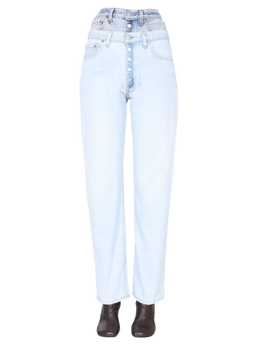 1/OFF JEANS IN DENIM DI COTONE REMADE LEVIS 501 A DOPPIA VITA