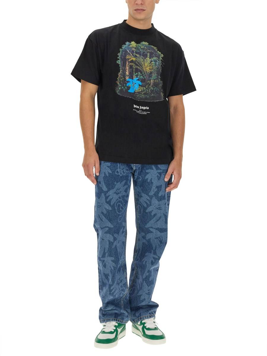 PALM ANGELS JEANS PALMITY A LASER IN DENIM DI COTONE