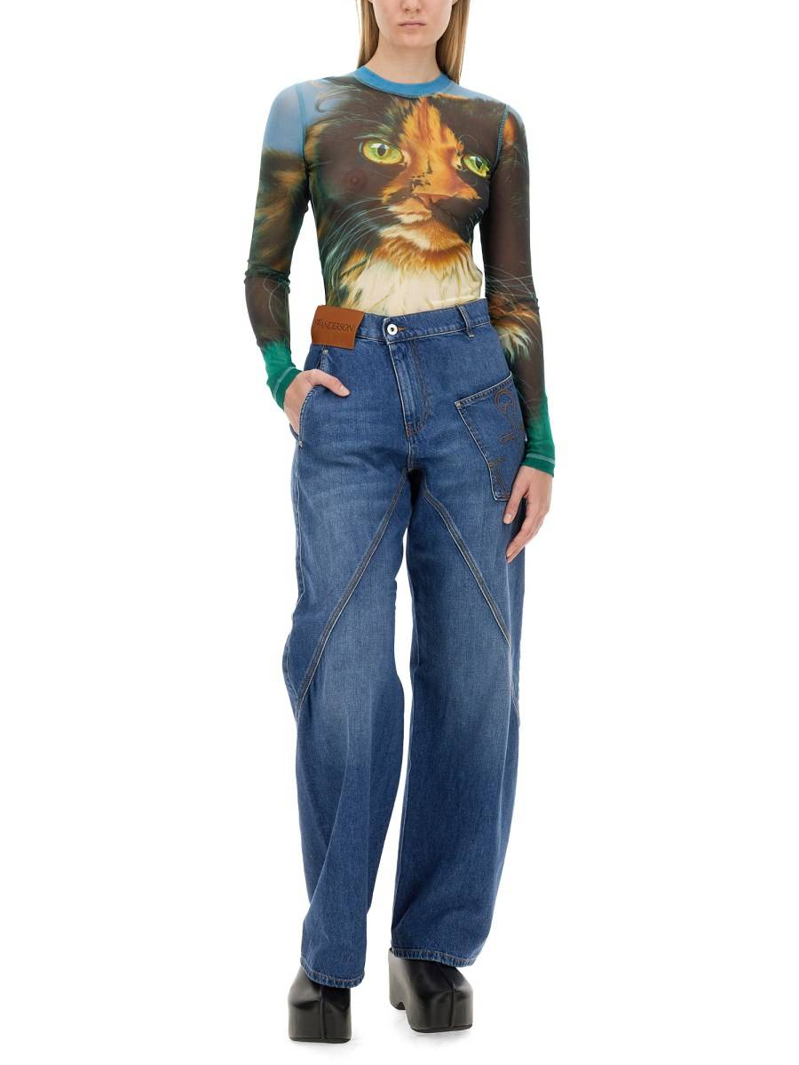 JW ANDERSON JEANS TWISTED WORKWEAR IN DENIM DI COTONE