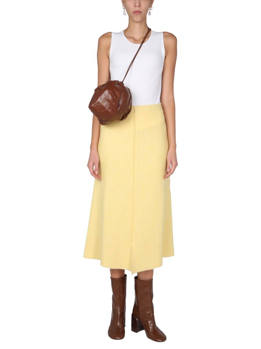 JIL SANDER GONNA MIDI IN FELTRO DI LANA
