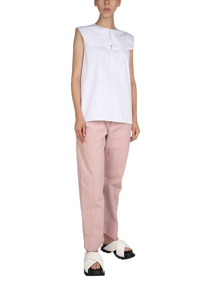 JIL SANDER JEANS A VITA BASSA IN COTONE