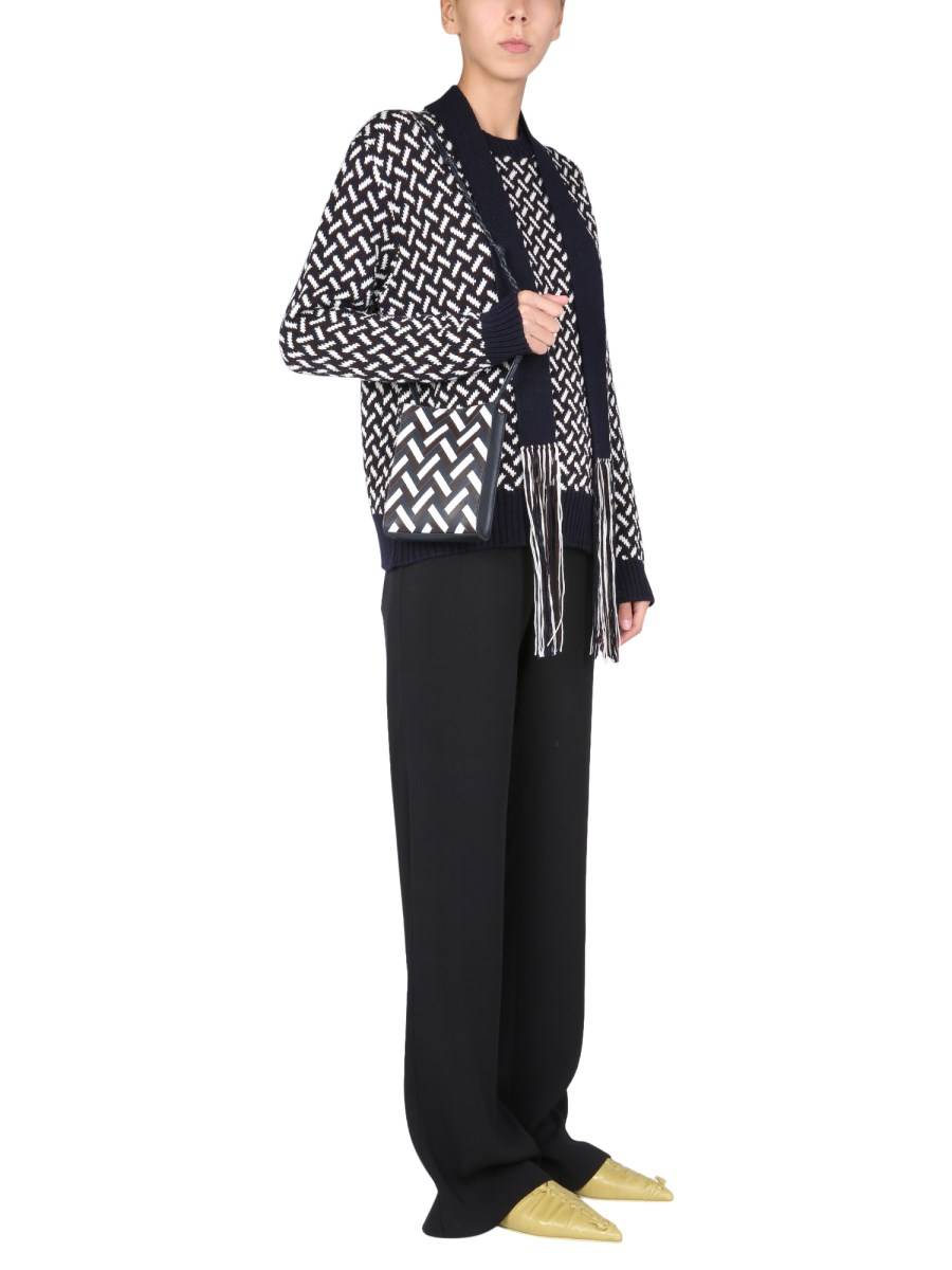JIL SANDER MAGLIA IN JACQUARD DI LANA CON SCIARPA