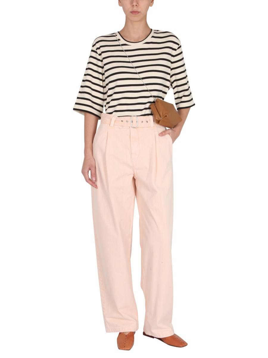 JIL SANDER PANTALONE WIDE LEG IN COTONE