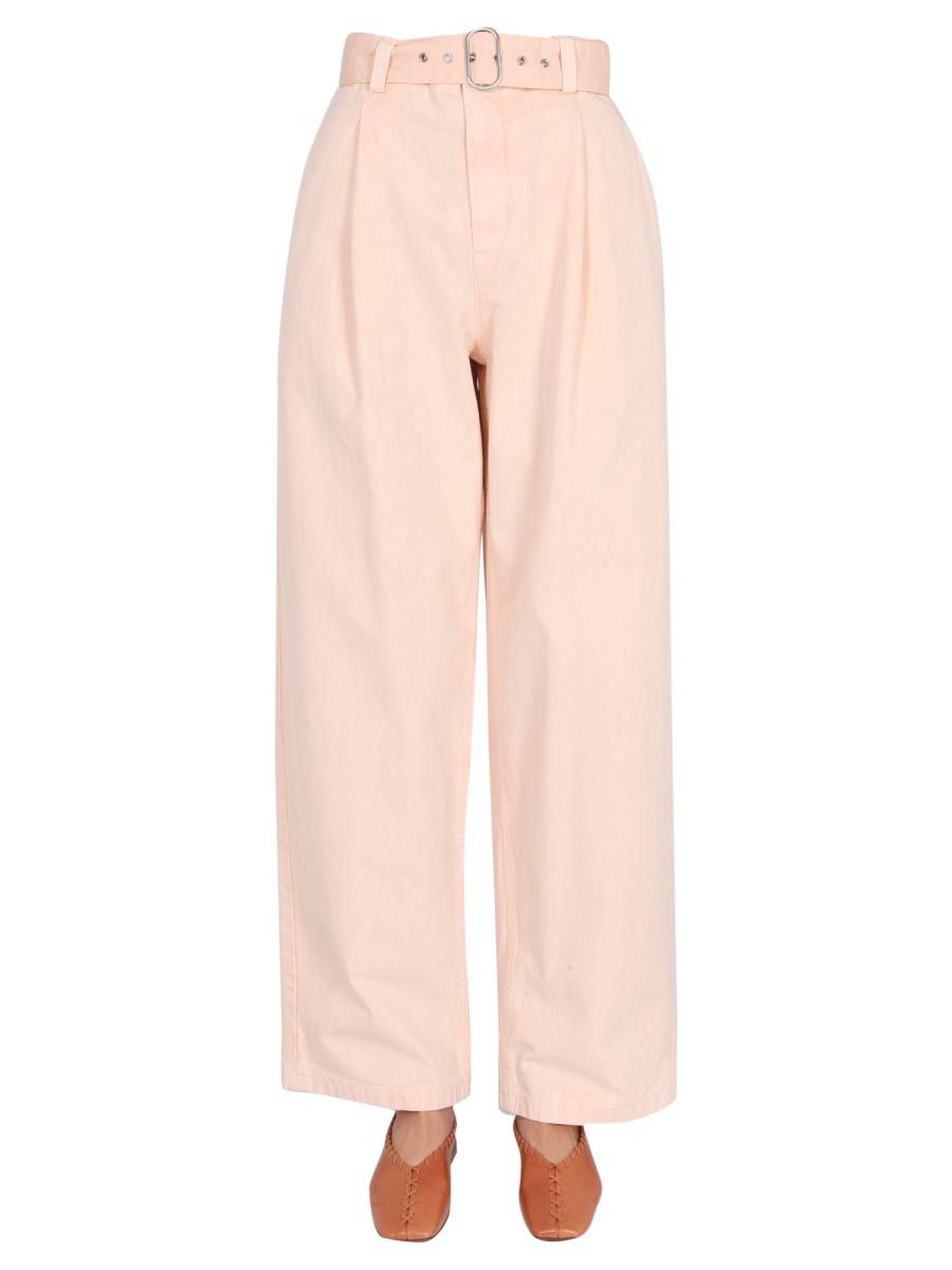 JIL SANDER PANTALONE WIDE LEG IN COTONE