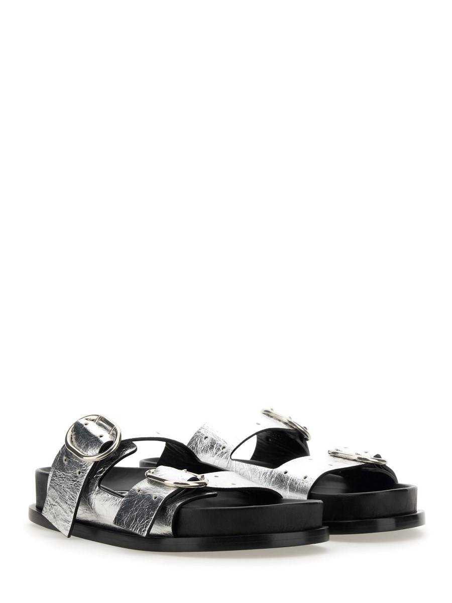 JIL SANDER SANDALO IN PELLE CON FIBBIA