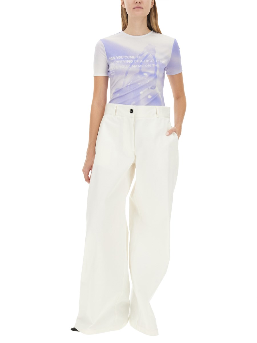 JIL SANDER T-SHIRT IN VISCOSA CON LOGO