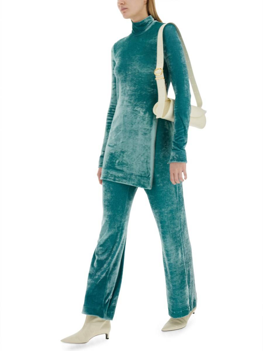 JIL SANDER TOP MANICA LUNGA IN JERSEY DI VELLUTO