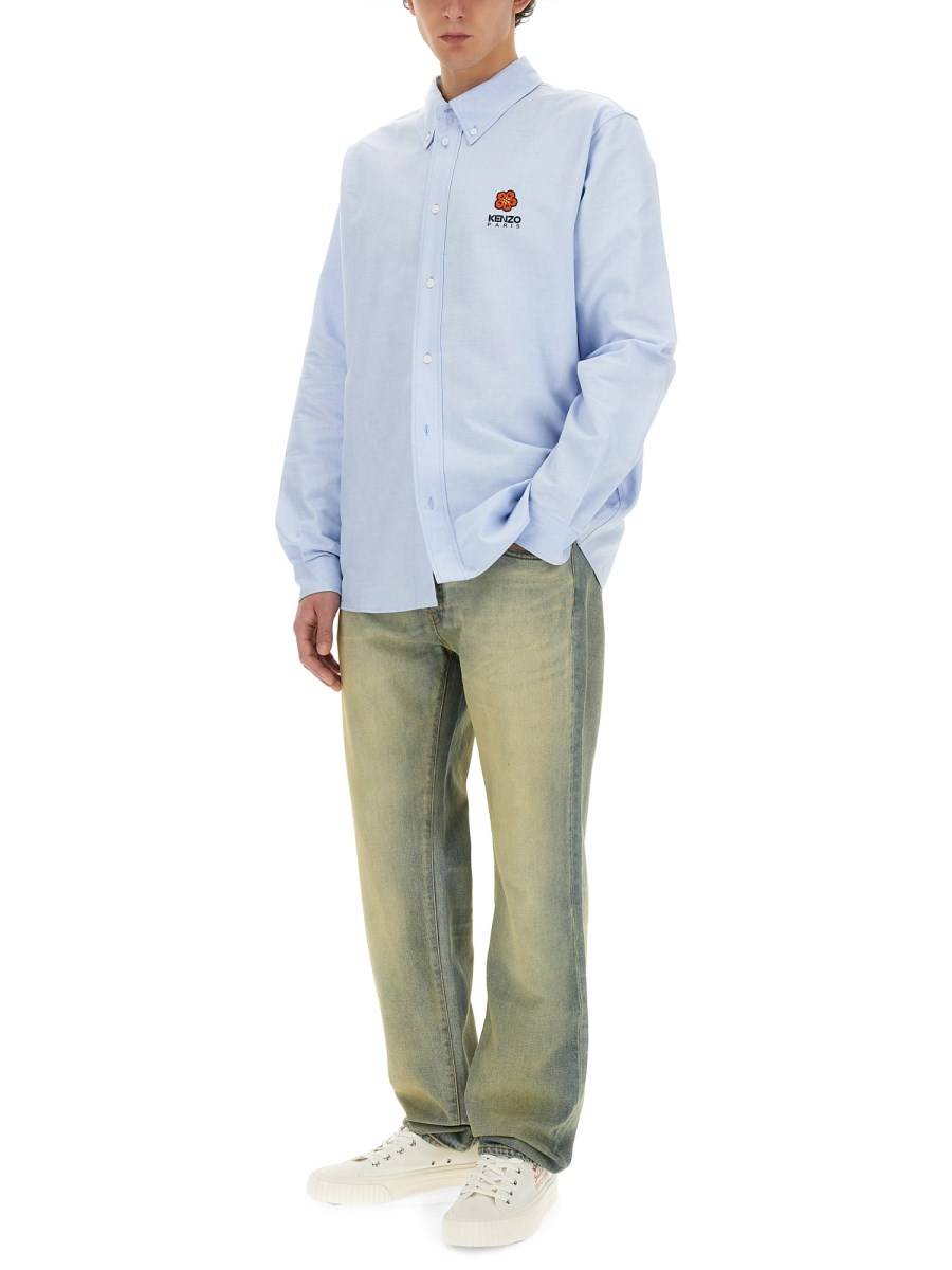 KENZO CAMICIA BOKE FLOWER IN POPELINE DI COTONE