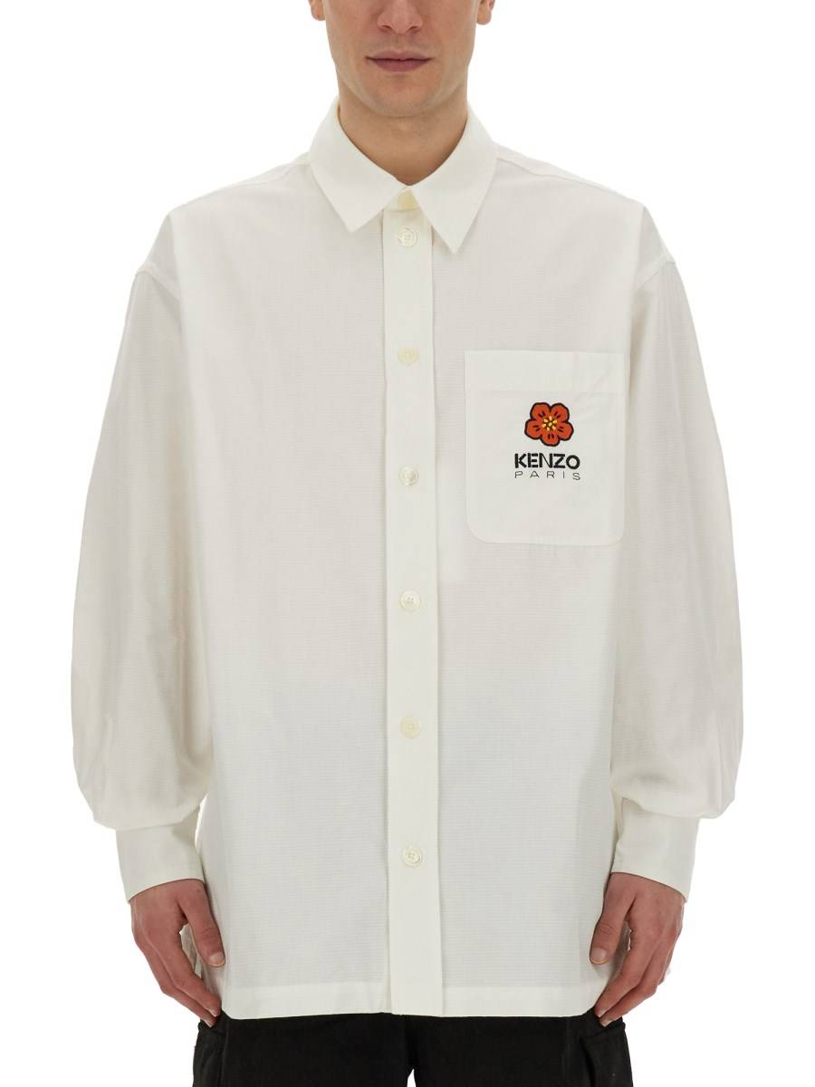 KENZO CAMICIA BOKE FLOWER IN POPELINE DI COTONE