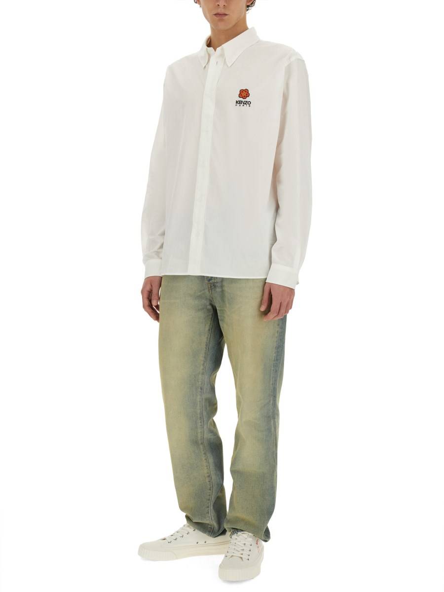 KENZO CAMICIA BOKE FLOWER IN POPELINE DI COTONE