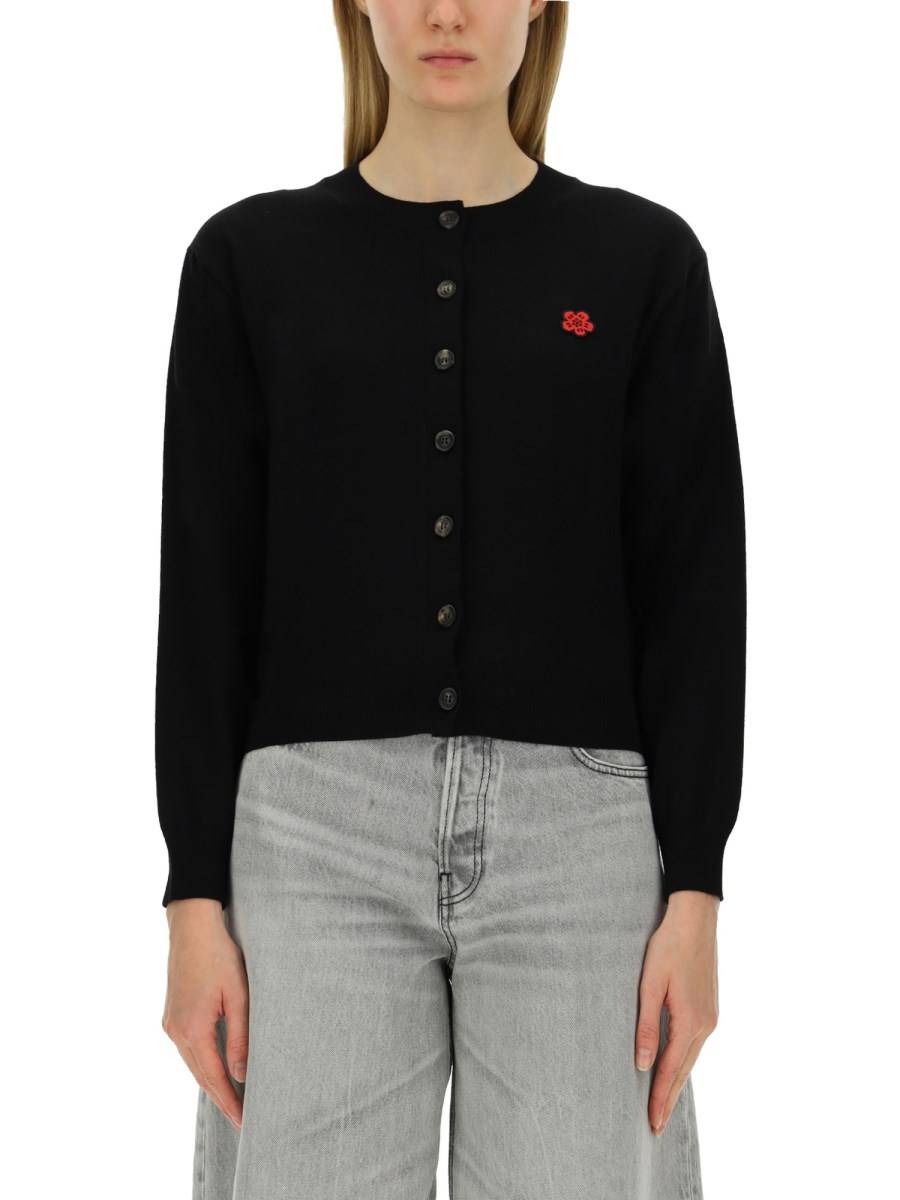 KENZO CARDIGAN IN LANA CON RICAMO LOGO