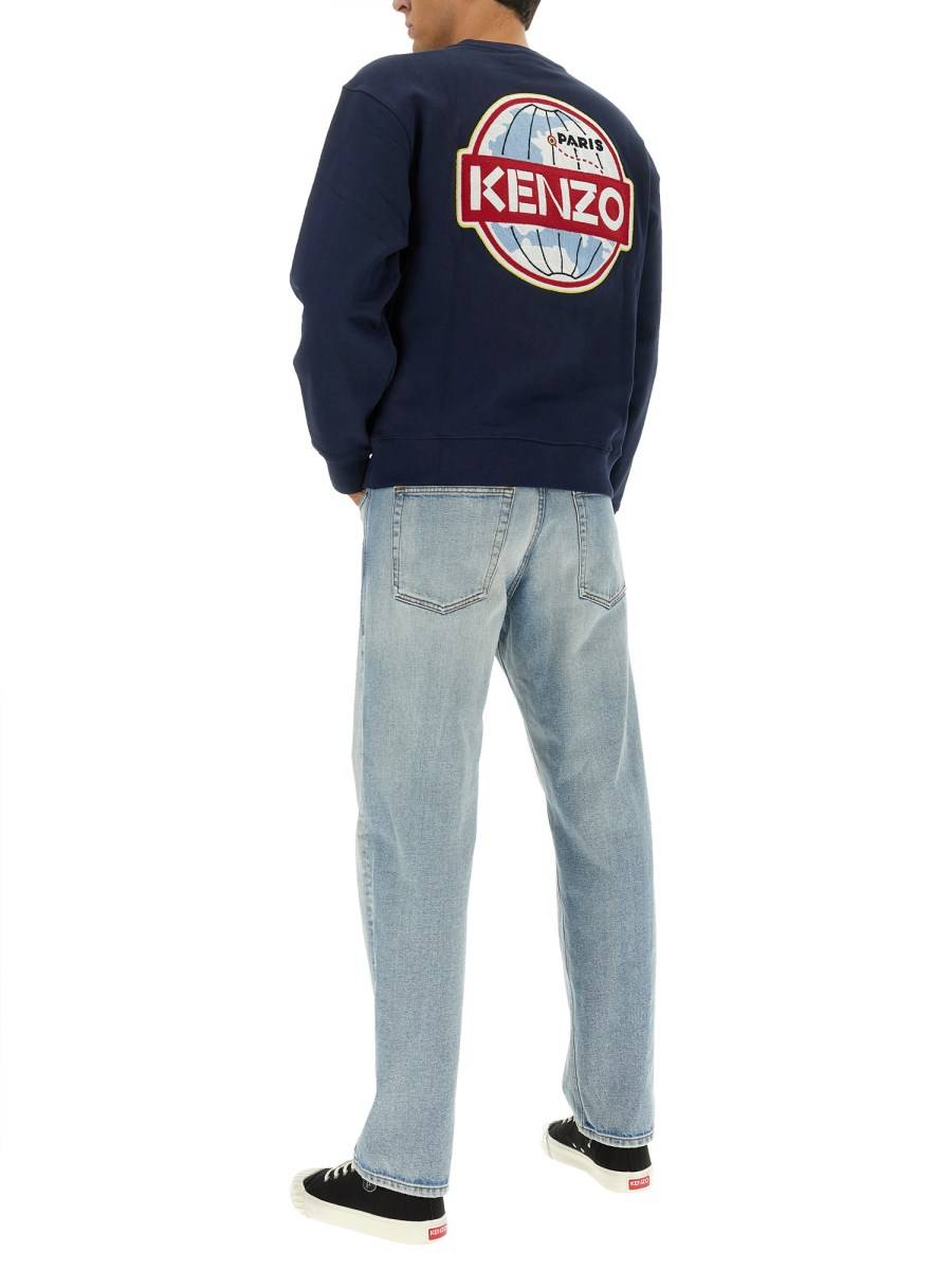 KENZO FELPA IN COTONE CON RICAMO GLOBE CLASSIC