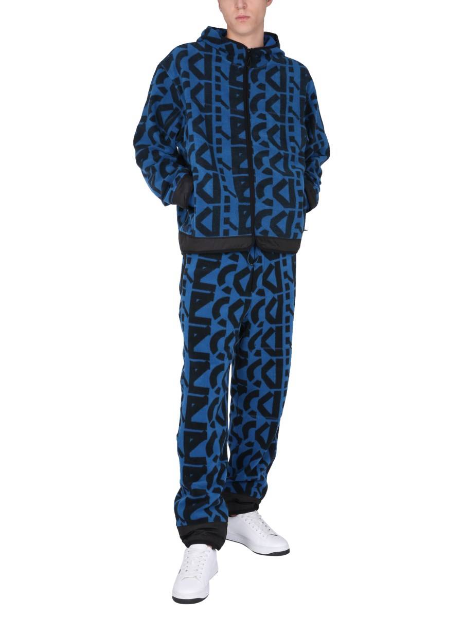 KENZO FELPA IN PILE CON LOGO MONOGRAM ALL OVER