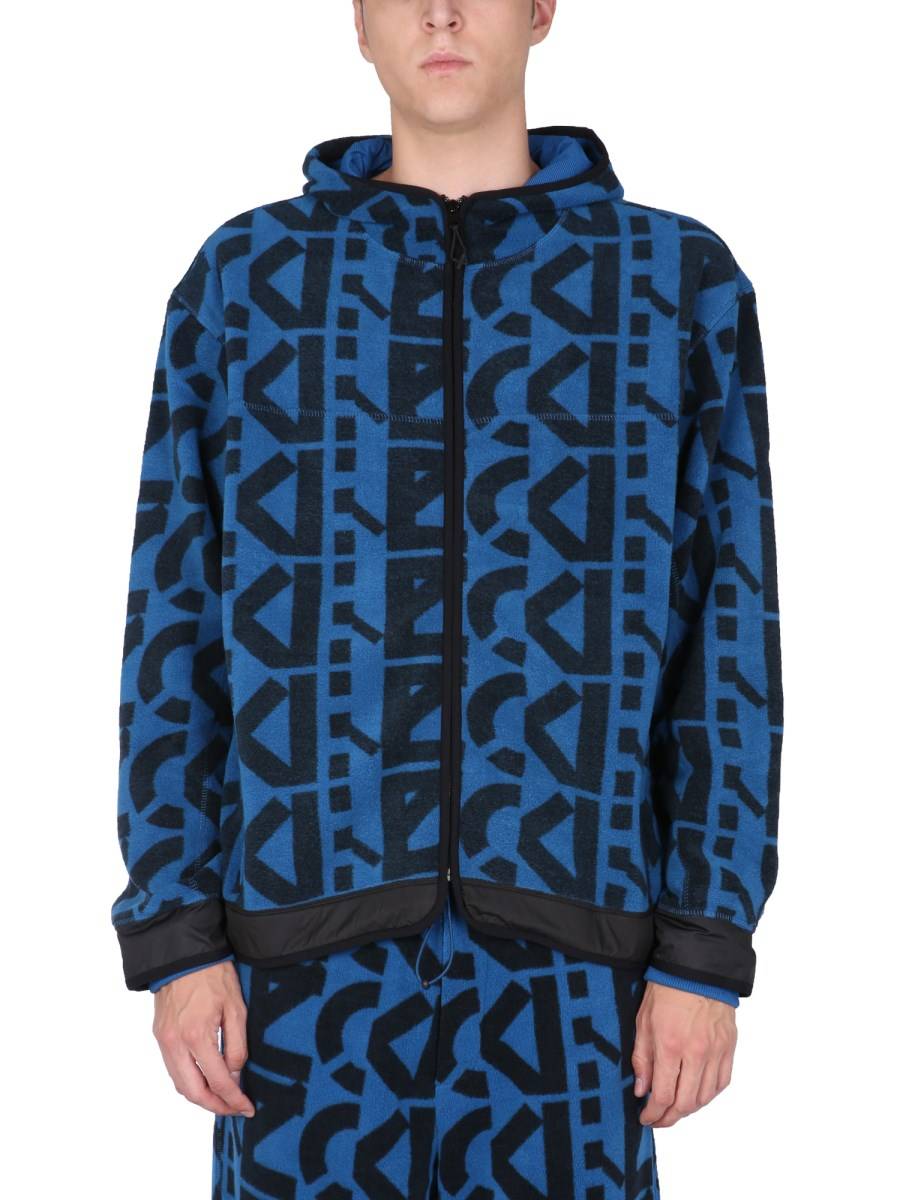 KENZO FELPA IN PILE CON LOGO MONOGRAM ALL OVER