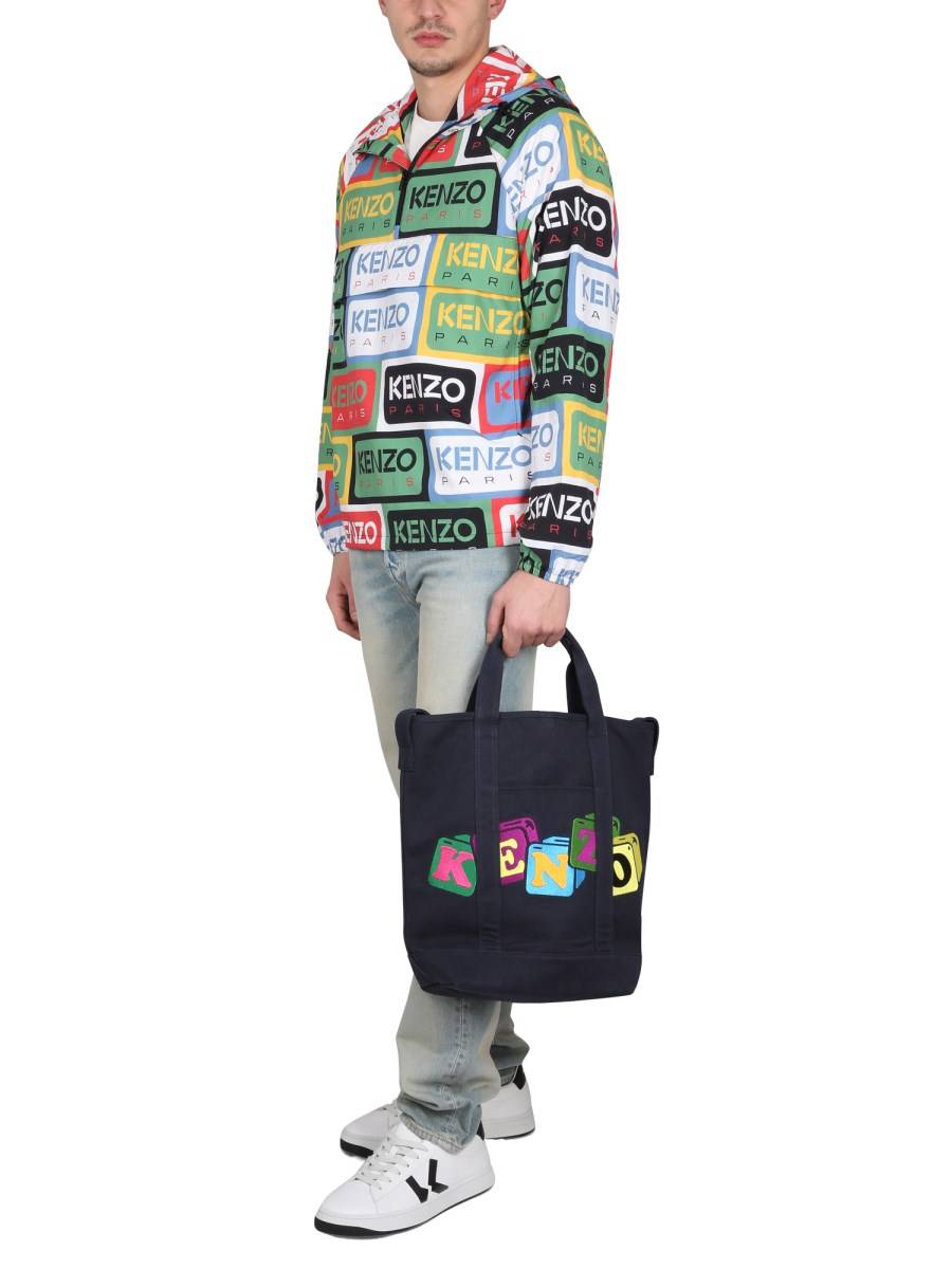 KENZO GIACCA A VENTO "KENZO LABELS" IN NYLON