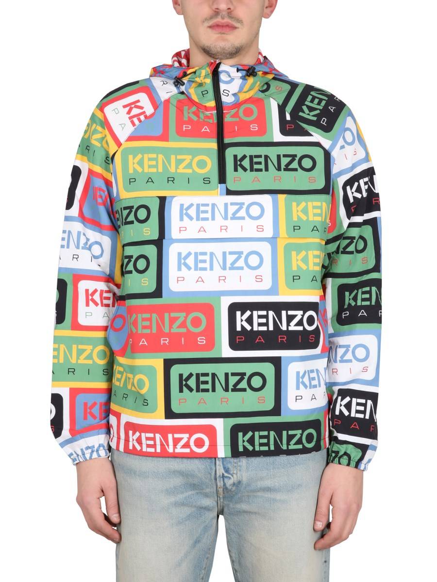 KENZO GIACCA A VENTO "KENZO LABELS" IN NYLON