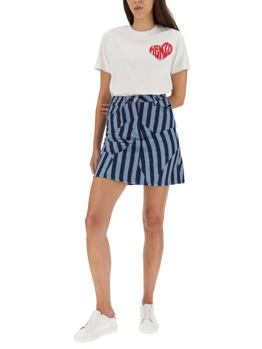 KENZO GONNA IN DENIM DAZZLE STRIPE