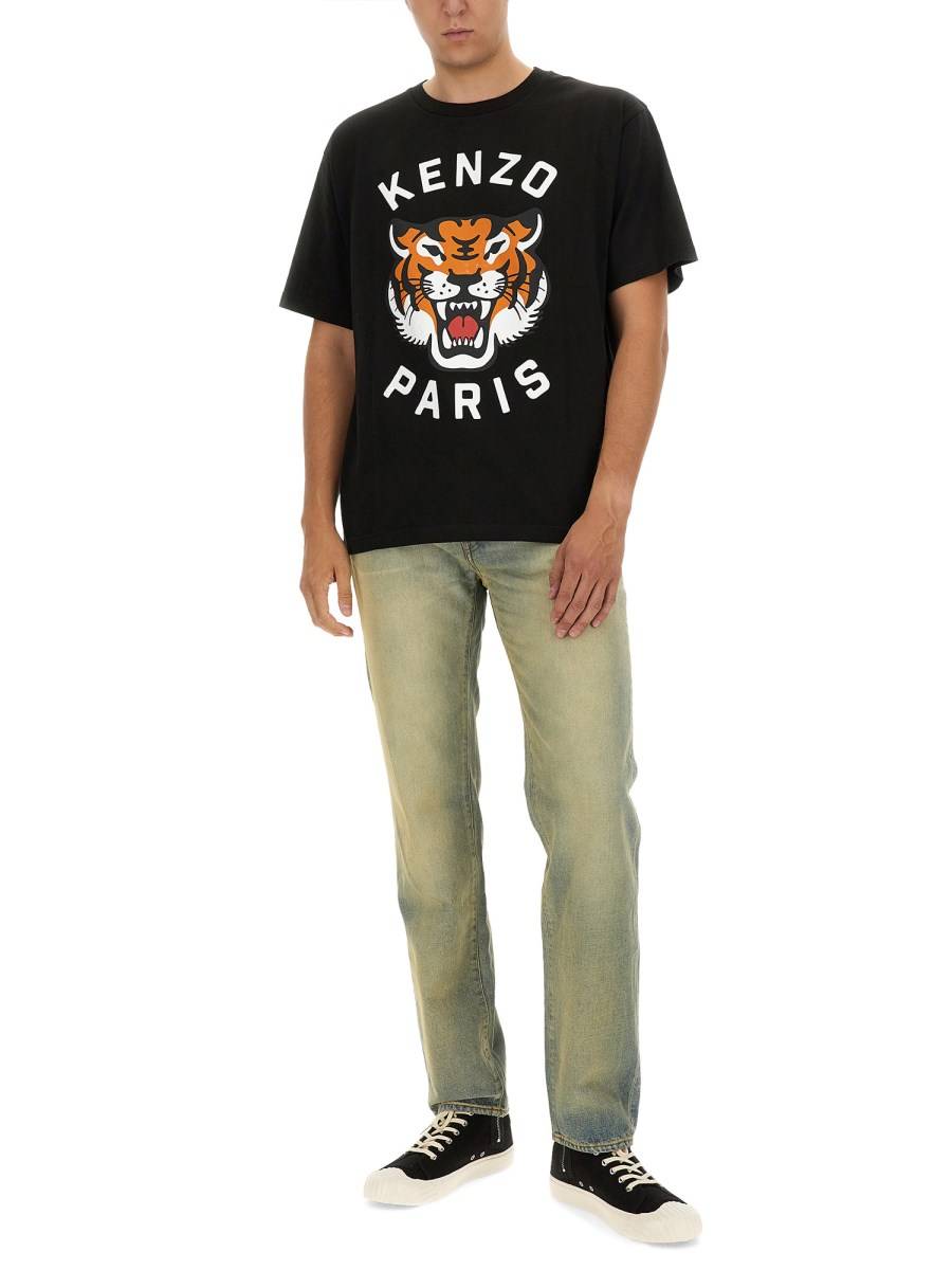 KENZO T-SHIRT IN JERSEY DI COTONE CON LOGO TIGER