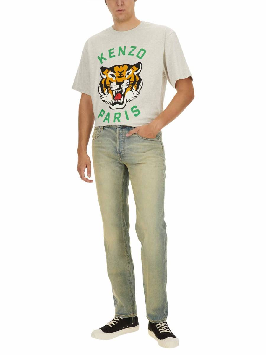 KENZO T-SHIRT IN JERSEY DI COTONE CON LOGO TIGER