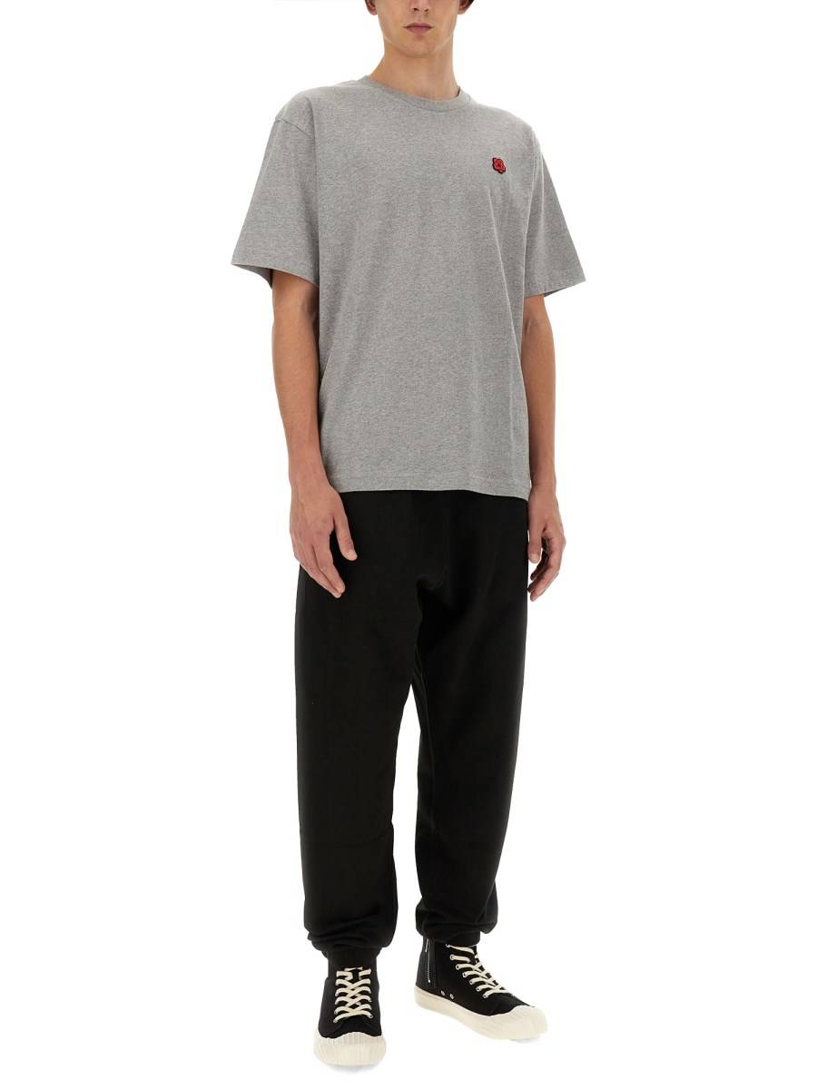 KENZO T-SHIRT IN JERSEY DI COTONE CON PATCH LOGO
